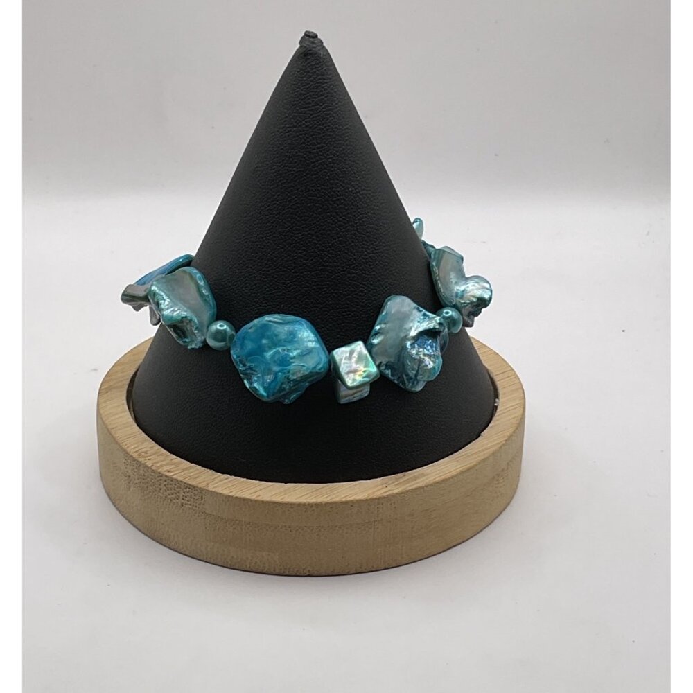 Blue Iridescent Shell Adjustable Bracelet